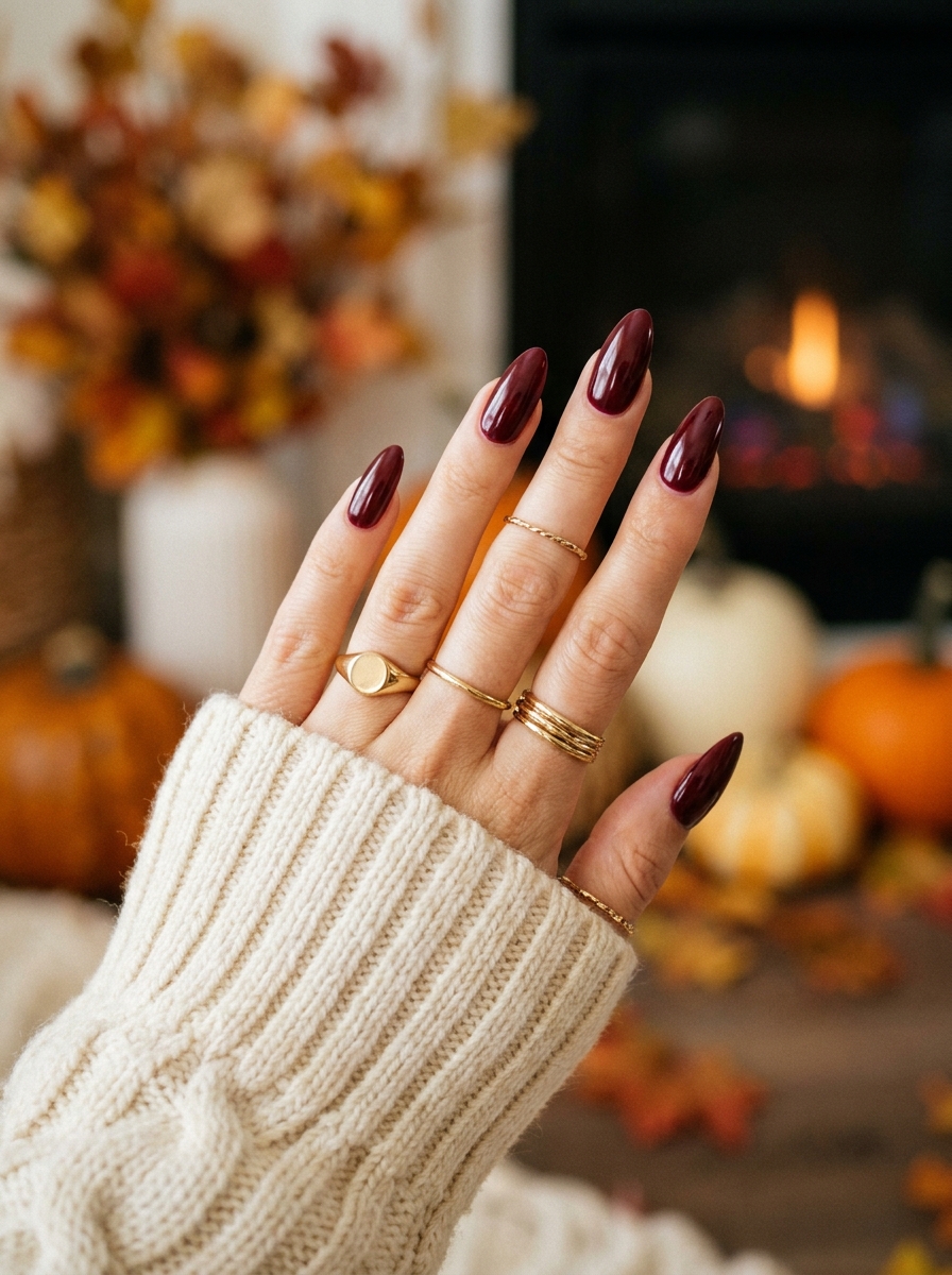 Burgundy Almond Nails als Almond Fall Nails Inspiration 2026